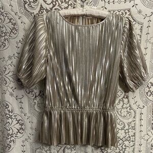 S metallic puff sleeve Francesca’s party blouse